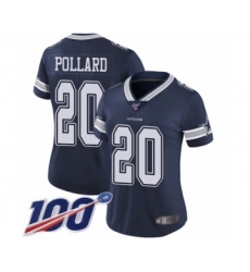 Women's Dallas Cowboys #20 Tony Pollard Navy Blue Team Color Vapor Untouchable Limited Player 100th Season Football Jersey