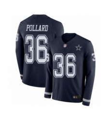 Youth Dallas Cowboys #36 Tony Pollard Limited Navy Blue Therma Long Sleeve Football Jersey