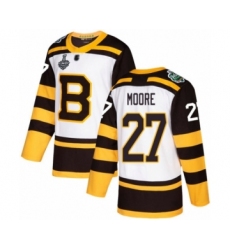 Youth Boston Bruins #27 John Moore Authentic White Winter Classic 2019 Stanley Cup Final Bound Hockey Jersey