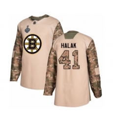Youth Boston Bruins #41 Jaroslav Halak Authentic Camo Veterans Day Practice 2019 Stanley Cup Final Bound Hockey Jersey
