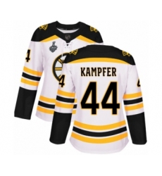 Women's Boston Bruins #44 Steven Kampfer Authentic White Away 2019 Stanley Cup Final Bound Hockey Jersey