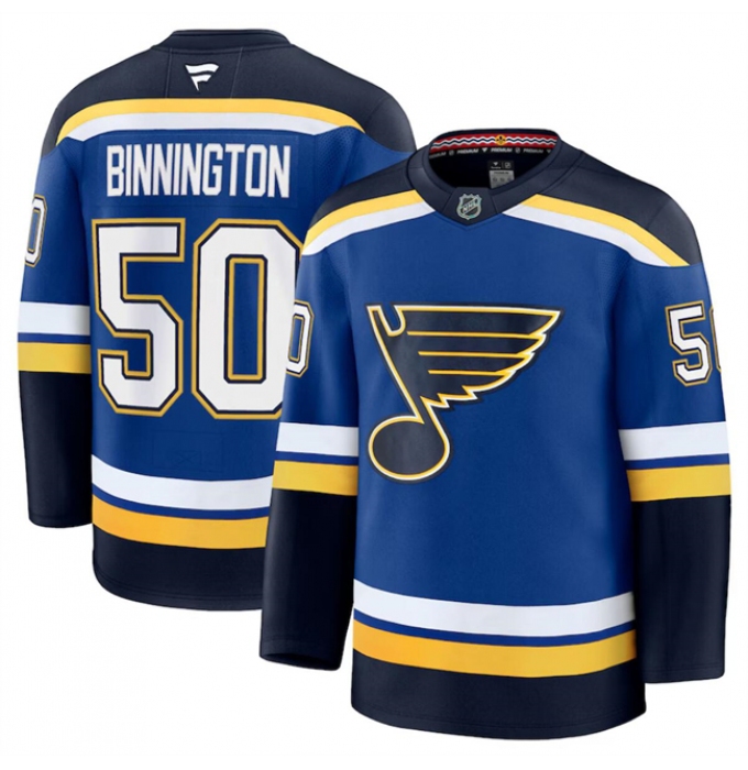 Men's St. Louis Blues #50 Jordan Binnington Blue 2024-25 Home Stitched Hockey Jersey