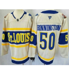 Men's St Louis Blues #50 Jordan Binnington Cream 2025 Winter Classic Authentic Jersey