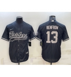 Men's Las Vegas Raiders #13 Hunter Renfrow Black With Patch Cool Base Stitched Baseball Jersey