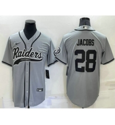 Men's Las Vegas Raiders #28 Josh Jacobs Grey Stitched MLB Cool Base Nike Baseball Jersey