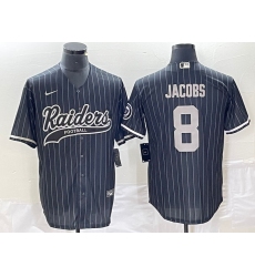 Men's Nike Las Vegas Raiders #8 Josh Jacobs Black Stripe Cool Base Stitched Baseball Jersey