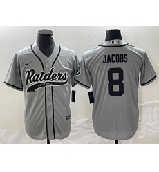 Men's Nike Las Vegas Raiders #8 Josh Jacobs Gray Cool Base Stitched Baseball Jersey