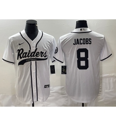 Men's Nike Las Vegas Raiders #8 Josh Jacobs White Cool Base Stitched Baseball Jersey