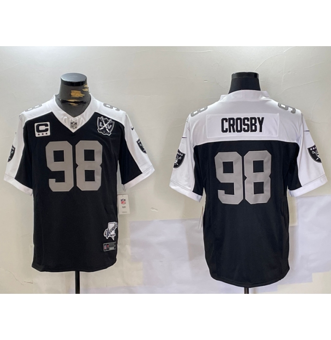 Men's Las Vegas Raiders #98 Maxx Crosby Black Thanksgiving 2024 FUSE Vapor 65th Limited Stitched Jersey