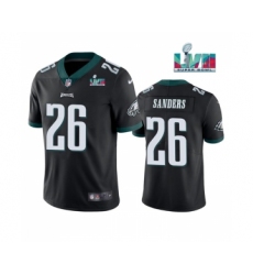 Men's Philadelphia Eagles #26 Miles Sanders Black Super Bowl LVII Patch Vapor Untouchable Limited Stitched Jersey