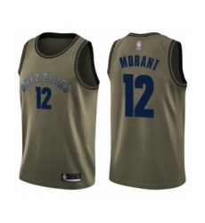Men's Memphis Grizzlies #12 Ja Morant Swingman Green Salute to Service Basketball Jersey