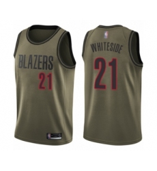 Youth Portland Trail Blazers #21 Hassan Whiteside Swingman Green Salute to Service Basketball Jersey