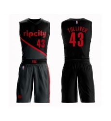 Men's Portland Trail Blazers #43 Anthony Tolliver Swingman Black Basketball Suit Jersey - City Edition