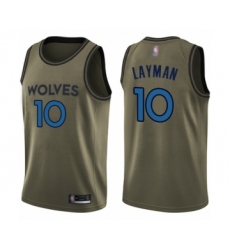 Men's Minnesota Timberwolves #10 Jake Layman Swingman Green Salute to Service Basketball Jersey