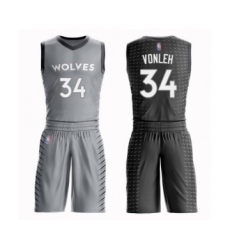 Men's Minnesota Timberwolves #34 Noah Vonleh Swingman Gray Basketball Suit Jersey - City Edition