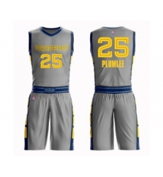 Men's Memphis Grizzlies #25 Miles Plumlee Swingman Gray Basketball Suit Jersey - City Edition