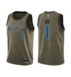 Men's Dallas Mavericks #1 Courtney Lee Swingman Green Salute to Service Basketball Jersey