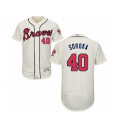 Men's Atlanta Braves #40 Mike Soroka Cream Alternate Flex Base Authentic Collection Baseball Jersey