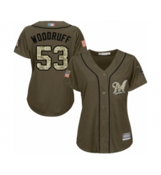 Women's Milwaukee Brewers #53 Brandon Woodruff Authentic Green Salute to Service Baseball Jersey