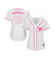 Women's Milwaukee Brewers #53 Brandon Woodruff Authentic White Fashion Cool Base Baseball Jersey