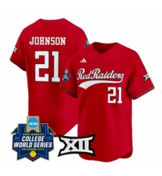 Men's Texas Tech Red Raiders #21 Alana Johnson Red 2025 World Series Stitched Jersey
