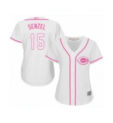 Women's Cincinnati Reds #15 Nick Senzel Authentic White Fashion Cool Base Baseball Jersey