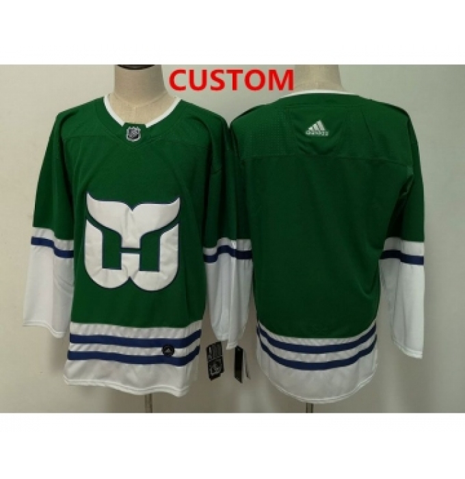Men's Hartford Whalers Custom Blank Green Adidas Jersey