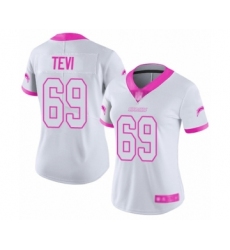 Women's Los Angeles Chargers #69 Sam Tevi Limited White Pink Rush Fashion Football Jersey