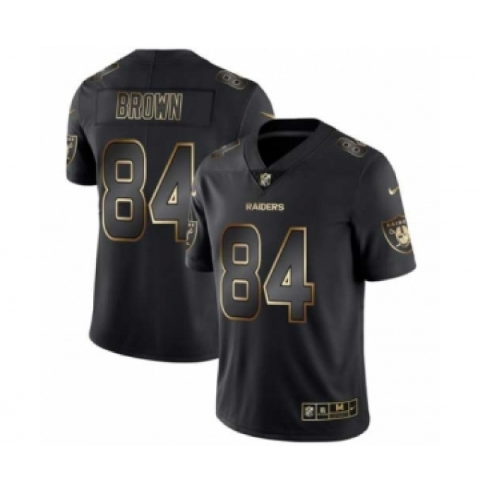 Men Oakland Raiders #84 Antonio Brown Black Golden Edition 2019 Vapor Untouchable Limited Jersey