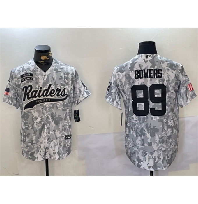 Men's Las Vegas Raiders #89 Brock Bowers 2024 Arctic Camo Salute To Service Stitched Baseball Jersey