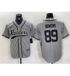 Men's Las Vegas Raiders #89 Brock Bowers Gray Cool Base Baseball Stitched Jersey