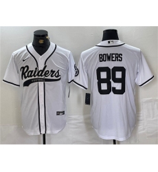 Men's Las Vegas Raiders #89 Brock Bowers White Cool Base Baseball Stitched Jersey