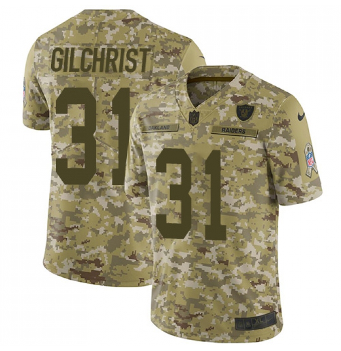 Men's Nike Oakland Raiders #31 Marcus Gilchrist Limited Camo 2018 Salute to Service NFL Jersey