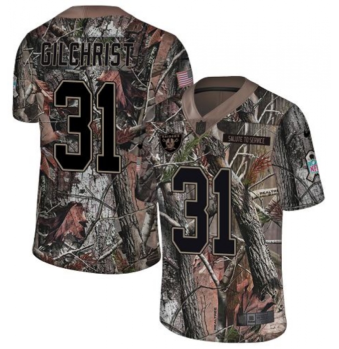 Youth Nike Oakland Raiders #31 Marcus Gilchrist Limited Camo Rush Realtree NFL Jersey