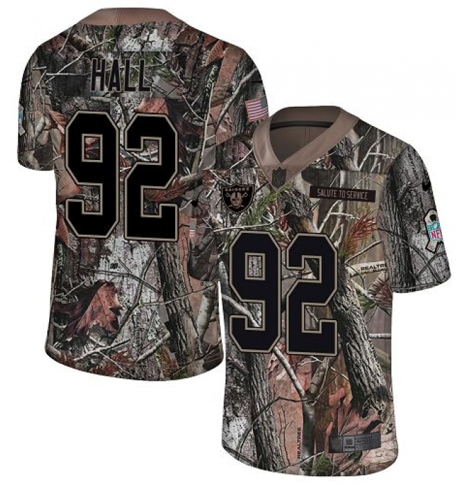 Youth Nike Oakland Raiders #92 P J Hall Limited Camo Rush Realtree NFL Jersey