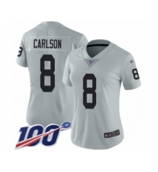 Women's Oakland Raiders #8 Daniel Carlson Limited Silver Inverted Legend 100th Season Football Jersey