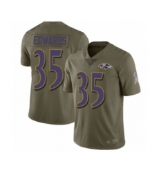 Men's Baltimore Ravens #35 Gus Edwards Limited Olive 2017 Salute to Service Football Jersey
