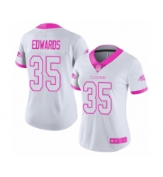 Women's Baltimore Ravens #35 Gus Edwards Limited White Pink Rush Fashion Football Jersey