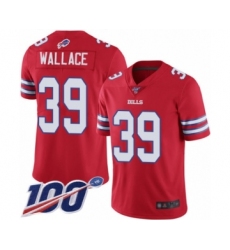 Men's Buffalo Bills #39 Levi Wallace Limited Red Rush Vapor Untouchable 100th Season Football Jersey