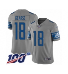 Men's Detroit Lions #18 Jermaine Kearse Limited Gray Inverted Legend 100th Season Football Jersey
