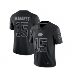Men's Kansas City Chiefs #15 Patrick Mahomes Black Reflective Limited Stitched Jersey