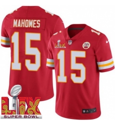 Men's Kansas City Chiefs Patrick Mahomes #15 Red 2024 2025 Super Bowl LIX F U S E Stitched Jersey