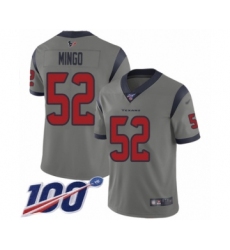 Youth Houston Texans #52 Barkevious Mingo Limited Gray Inverted Legend 100th Season Football Jersey