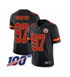 Men's Kansas City Chiefs #97 Alex Okafor Limited Black Rush Vapor Untouchable 100th Season Football Jersey