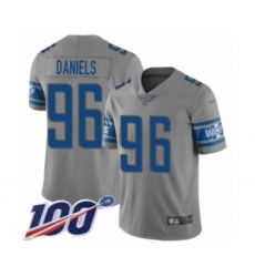Youth Detroit Lions #96 Mike Daniels Limited Gray Inverted Legend 100th Season Football Jersey