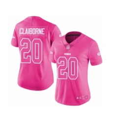 Women's Kansas City Chiefs #20 Morris Claiborne Limited Pink Rush Fashion Football Jersey