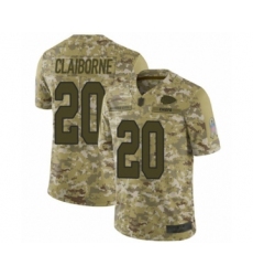 Youth Kansas City Chiefs #20 Morris Claiborne Limited Camo 2018 Salute to Service Football Jersey