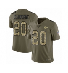 Youth Kansas City Chiefs #20 Morris Claiborne Limited Olive Camo 2017 Salute to Service Football Jersey