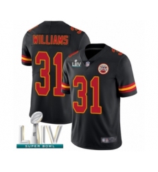 Men's Kansas City Chiefs #31 Darrel Williams Limited Black Rush Vapor Untouchable Super Bowl LIV Bound Football Jersey