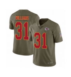 Men's Kansas City Chiefs #31 Darrel Williams Limited Olive 2017 Salute to Service Football Jersey